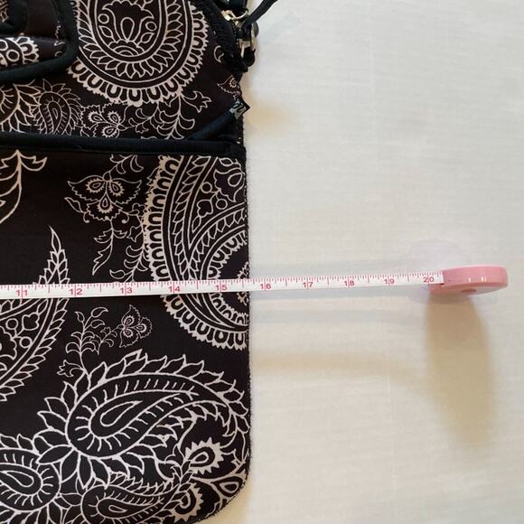 i.e. Neoprene Laptop Messenger Bag Removable Strap, Black, White, Pink Paisley - Picture 8 of 11